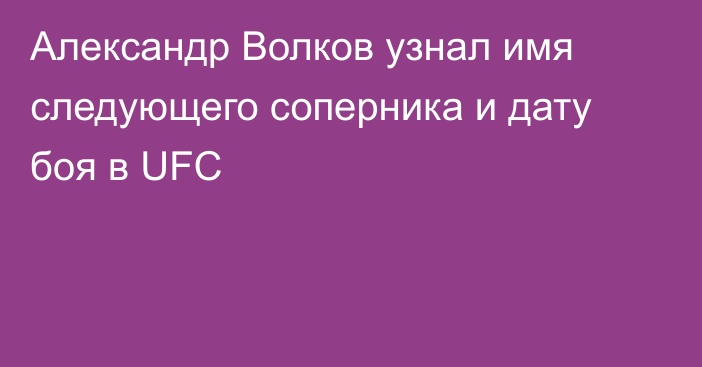 Александр Волков узнал имя следующего соперника и дату боя в UFC