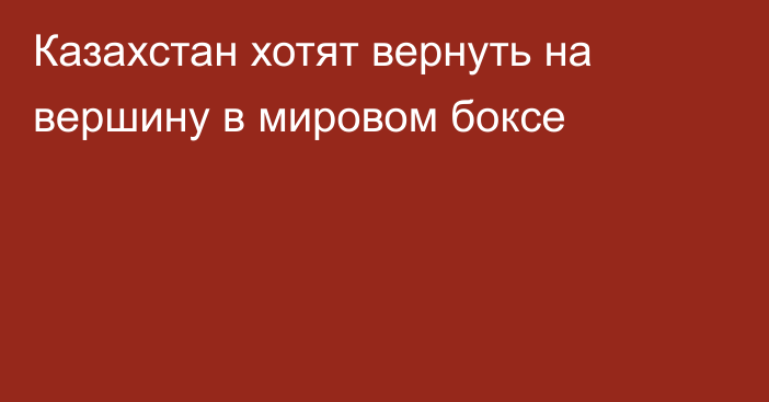 Казахстан хотят вернуть на вершину в мировом боксе