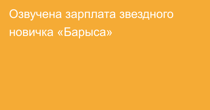 Озвучена зарплата звездного новичка «Барыса»