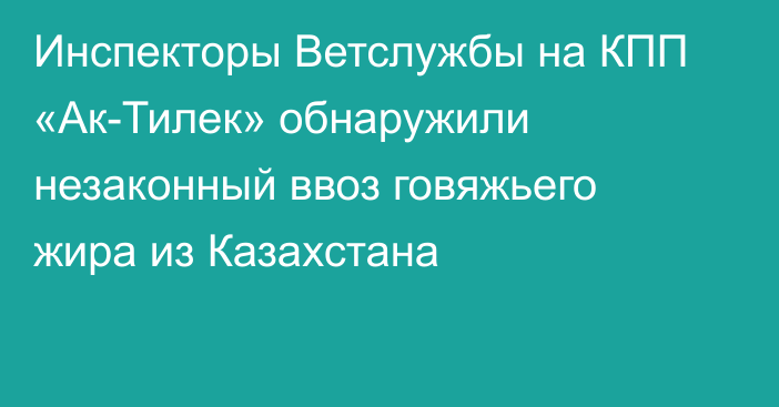 Инспекторы Ветслужбы на КПП «Ак-Тилек» обнаружили незаконный ввоз говяжьего жира из Казахстана