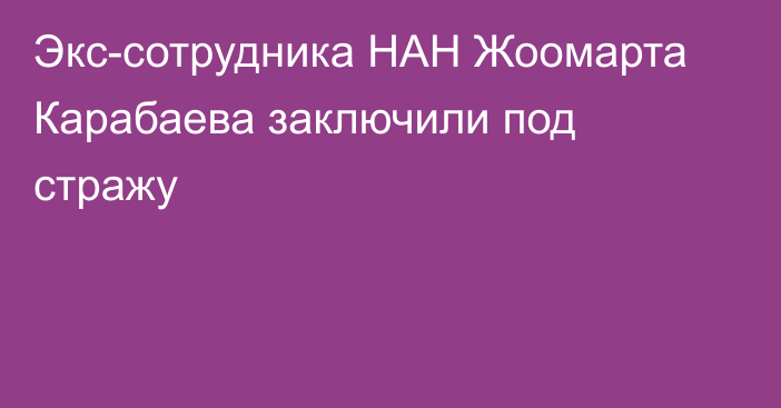 Экс-сотрудника НАН Жоомарта Карабаева заключили под стражу