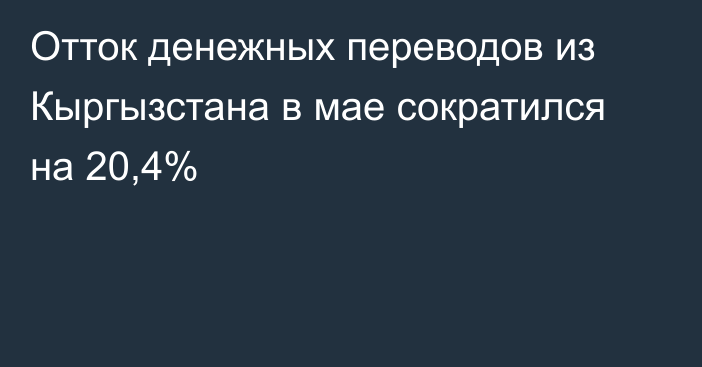 Отток денежных переводов из Кыргызстана в мае сократился на 20,4%