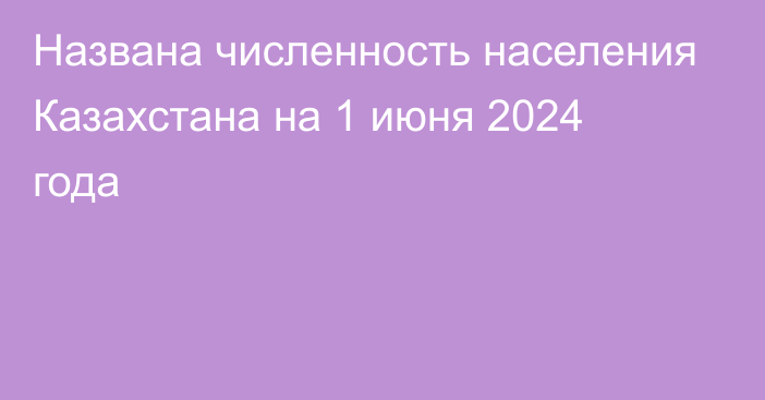 Названа численность населения Казахстана на 1 июня 2024 года