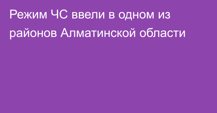 Режим ЧС ввели в одном из районов Алматинской области