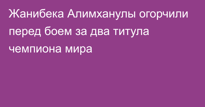 Жанибека Алимханулы огорчили перед боем за два титула чемпиона мира