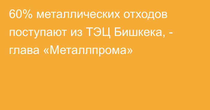 60% металлических отходов поступают из ТЭЦ Бишкека, - глава «Металлпрома»