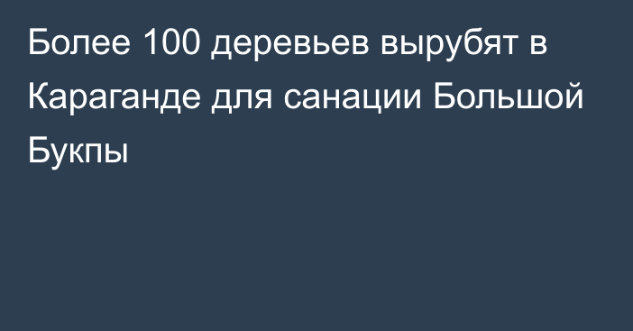 Более 100 деревьев вырубят в Караганде для санации Большой Букпы