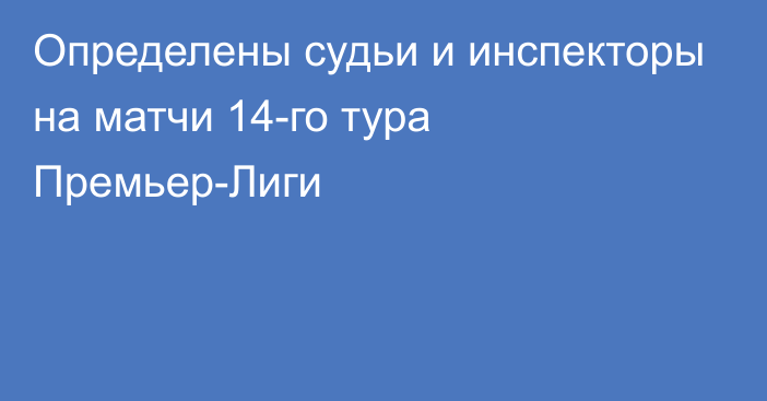 Определены судьи и инспекторы на матчи 14-го тура Премьер-Лиги