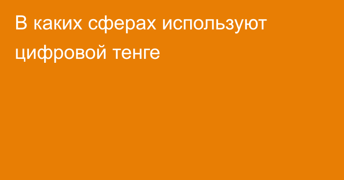 В каких сферах используют цифровой тенге