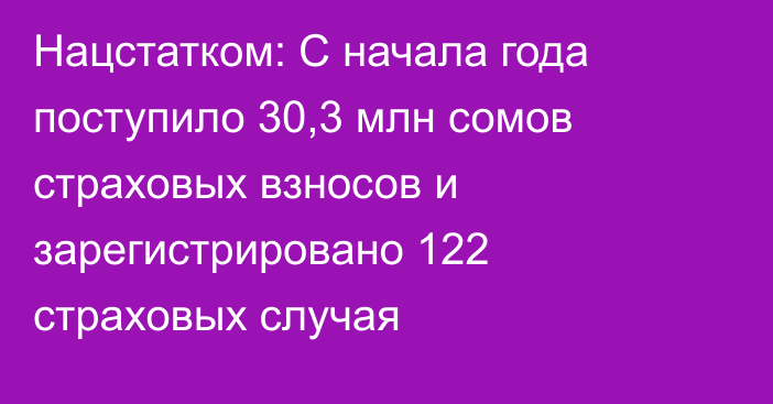 Нацстатком: С начала года поступило 30,3 млн сомов страховых взносов и зарегистрировано 122 страховых случая