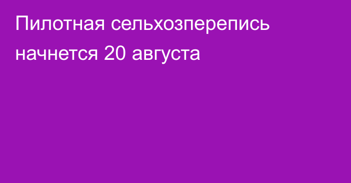 Пилотная сельхозперепись начнется 20 августа