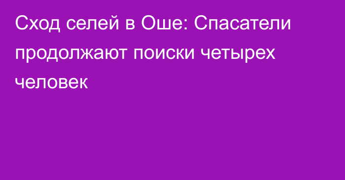 Сход селей в Оше: Спасатели продолжают поиски четырех человек