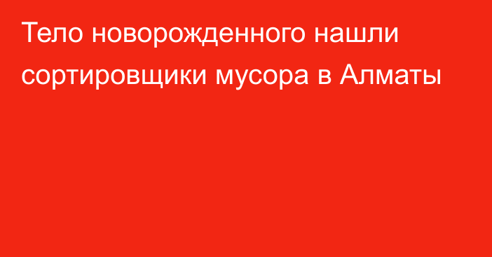 Тело новорожденного нашли сортировщики мусора в Алматы