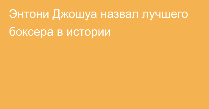 Энтони Джошуа назвал лучшего боксера в истории