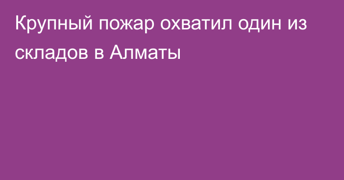 Крупный пожар охватил один из складов в Алматы