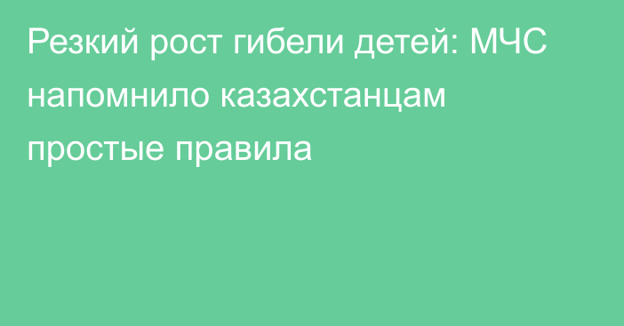 Резкий рост гибели детей: МЧС напомнило казахстанцам простые правила