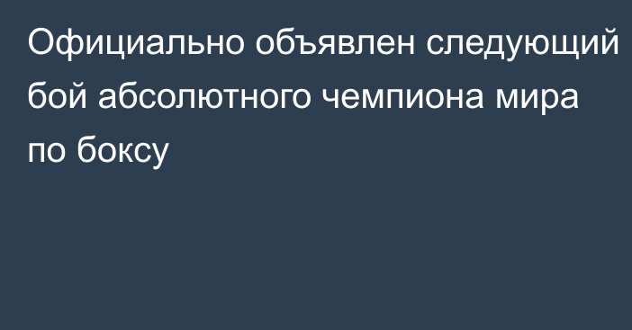 Официально объявлен следующий бой абсолютного чемпиона мира по боксу