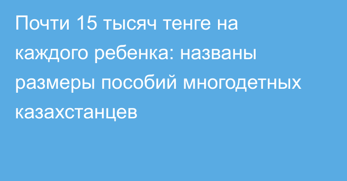 Почти 15 тысяч тенге на каждого ребенка: названы размеры пособий многодетных казахстанцев