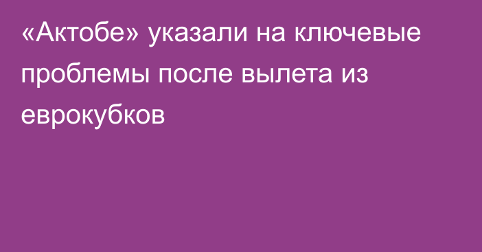 «Актобе» указали на ключевые проблемы после вылета из еврокубков