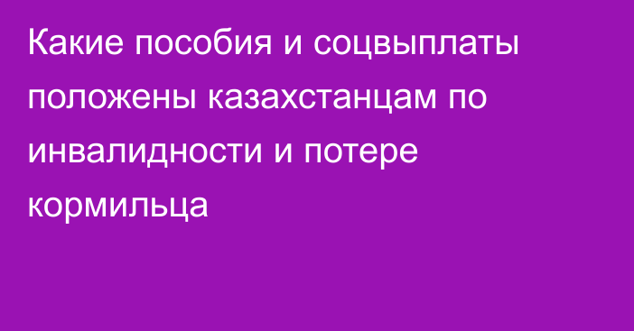 Какие пособия и соцвыплаты положены казахстанцам по инвалидности и потере кормильца