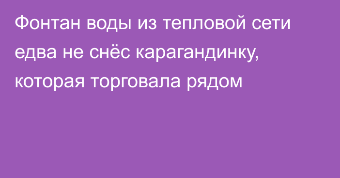 Фонтан воды из тепловой сети едва не снёс карагандинку, которая торговала рядом