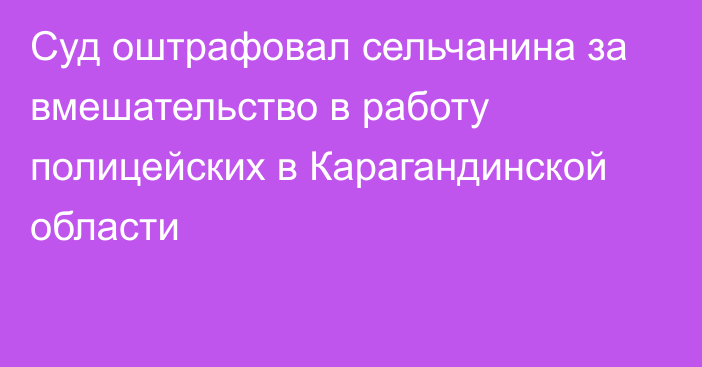 Суд оштрафовал сельчанина за вмешательство в работу полицейских в Карагандинской области