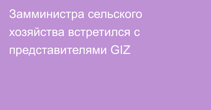 Замминистра сельского хозяйства встретился с представителями GIZ 