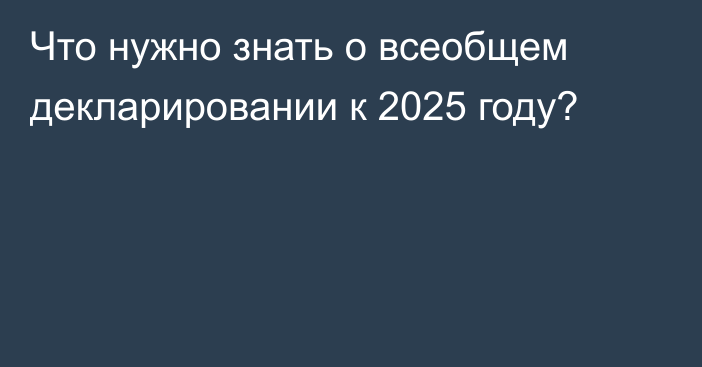 Что нужно знать о всеобщем декларировании к 2025 году?