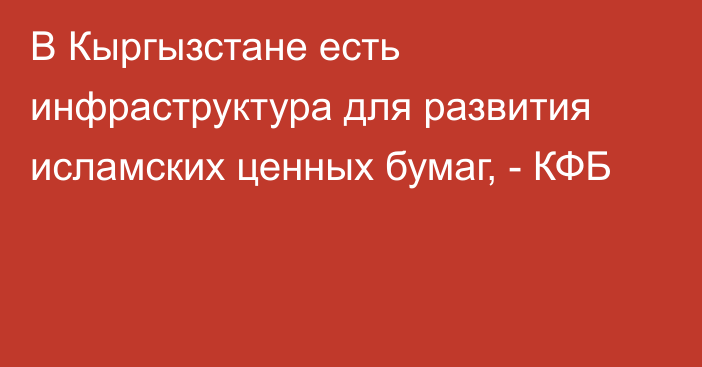 В Кыргызстане есть инфраструктура для развития исламских ценных бумаг, - КФБ