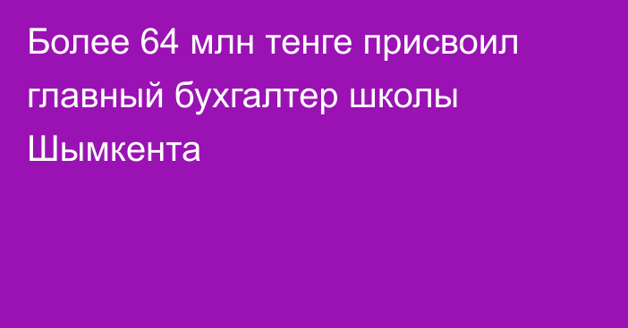 Более 64 млн тенге присвоил главный бухгалтер школы Шымкента