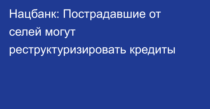 Нацбанк: Пострадавшие от селей могут реструктуризировать кредиты