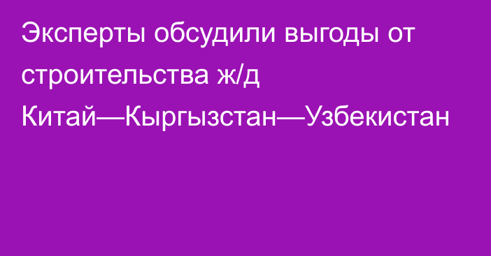 Эксперты обсудили выгоды от строительства ж/д Китай—Кыргызстан—Узбекистан