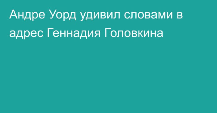 Андре Уорд удивил словами в адрес Геннадия Головкина