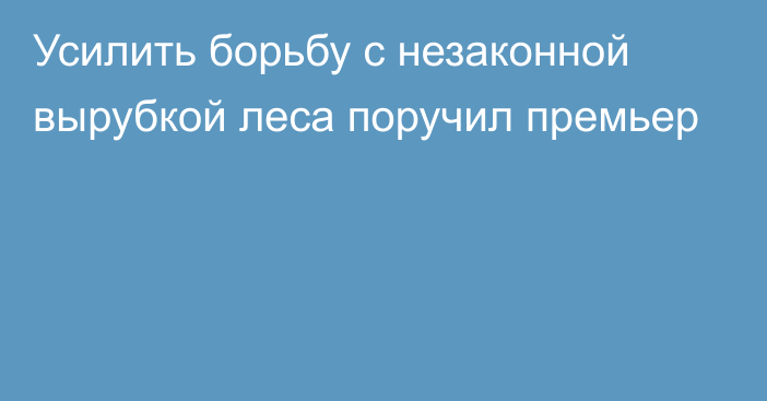 Усилить борьбу с незаконной вырубкой леса поручил премьер