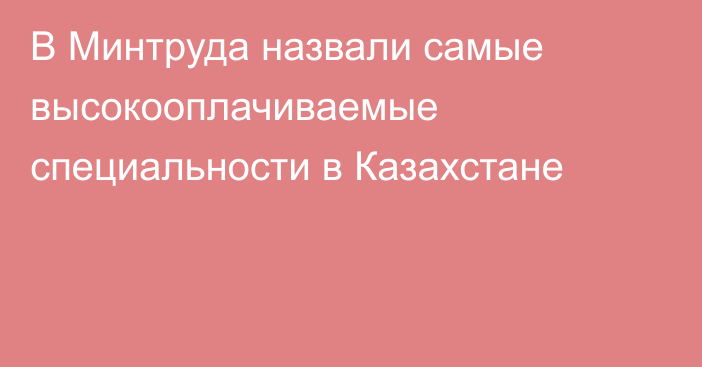 В Минтруда назвали самые высокооплачиваемые специальности в Казахстане