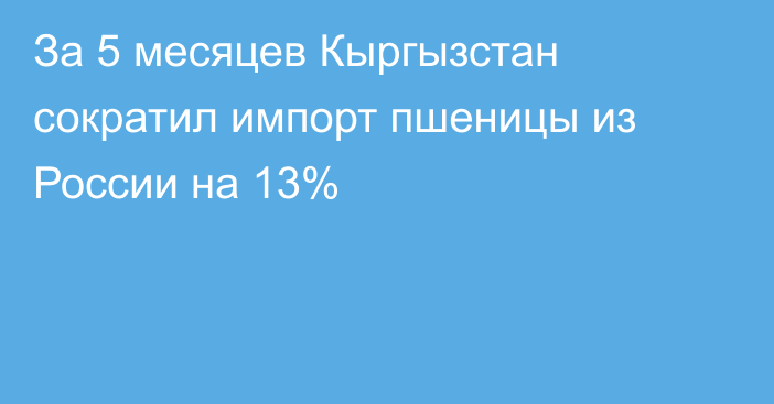 За 5 месяцев Кыргызстан сократил импорт пшеницы из России на 13%  