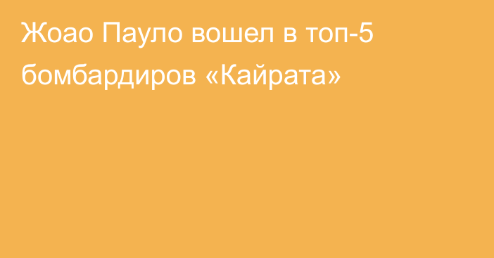 Жоао Пауло вошел в топ-5 бомбардиров «Кайрата»