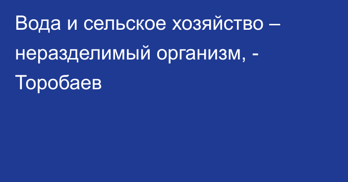 Вода и сельское хозяйство – неразделимый организм, - Торобаев