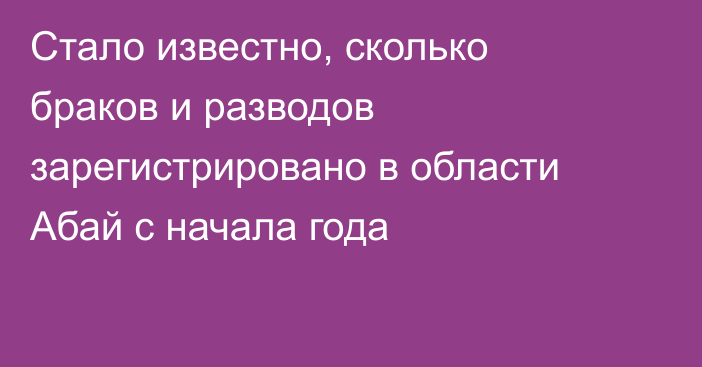 Стало известно, сколько браков и разводов зарегистрировано в области Абай с начала года