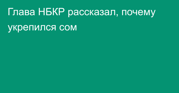 Глава НБКР рассказал, почему укрепился сом