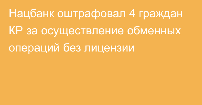 Нацбанк оштрафовал 4 граждан КР за осуществление обменных операций без лицензии