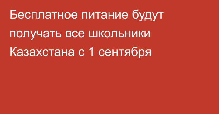 Бесплатное питание будут получать все школьники Казахстана с 1 сентября