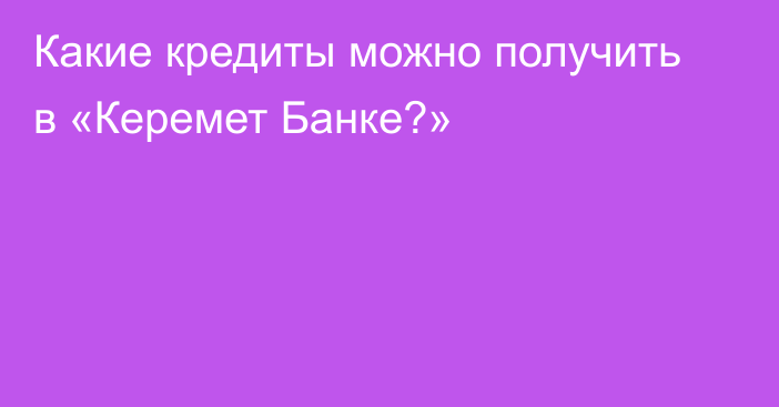 Какие кредиты можно получить в «Керемет Банке?»