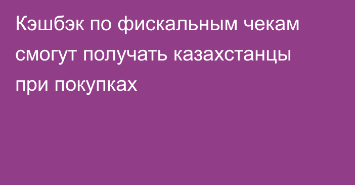 Кэшбэк по фискальным чекам смогут получать казахстанцы при покупках