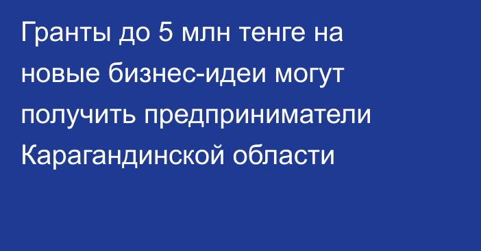 Гранты до 5 млн тенге на новые бизнес-идеи могут получить предприниматели Карагандинской области