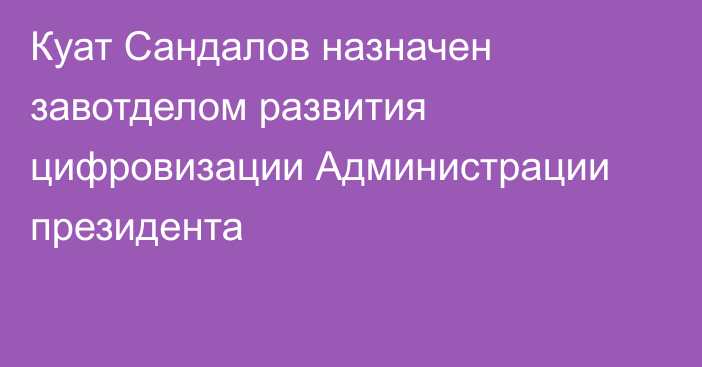 Куат Сандалов назначен завотделом развития цифровизации Администрации президента