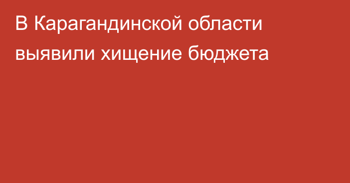 В Карагандинской области выявили хищение бюджета