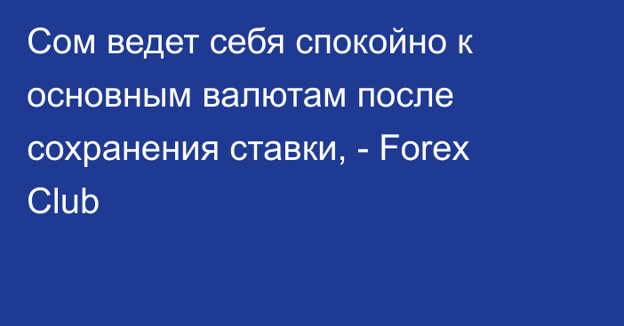 Сом ведет себя спокойно к основным валютам после сохранения ставки, - Forex Club