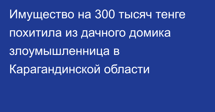 Имущество на 300 тысяч тенге похитила из дачного домика злоумышленница в Карагандинской области