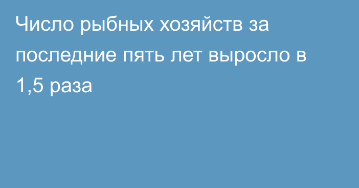 Число рыбных хозяйств за последние пять лет выросло в 1,5 раза